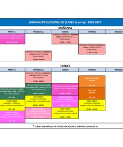 NUEVO HORARIO PROVISIONAL DE CLASES 2026-2027